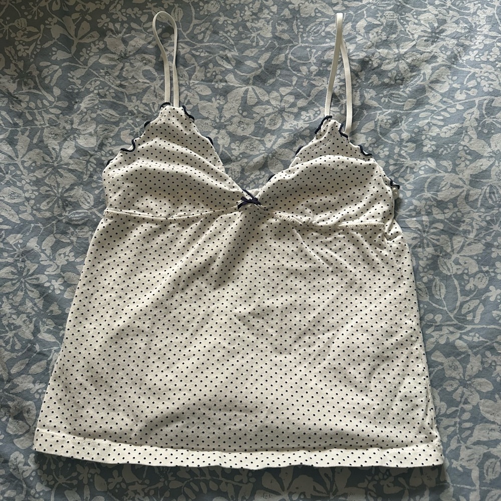 Brandy Melville White Top with Black Dots